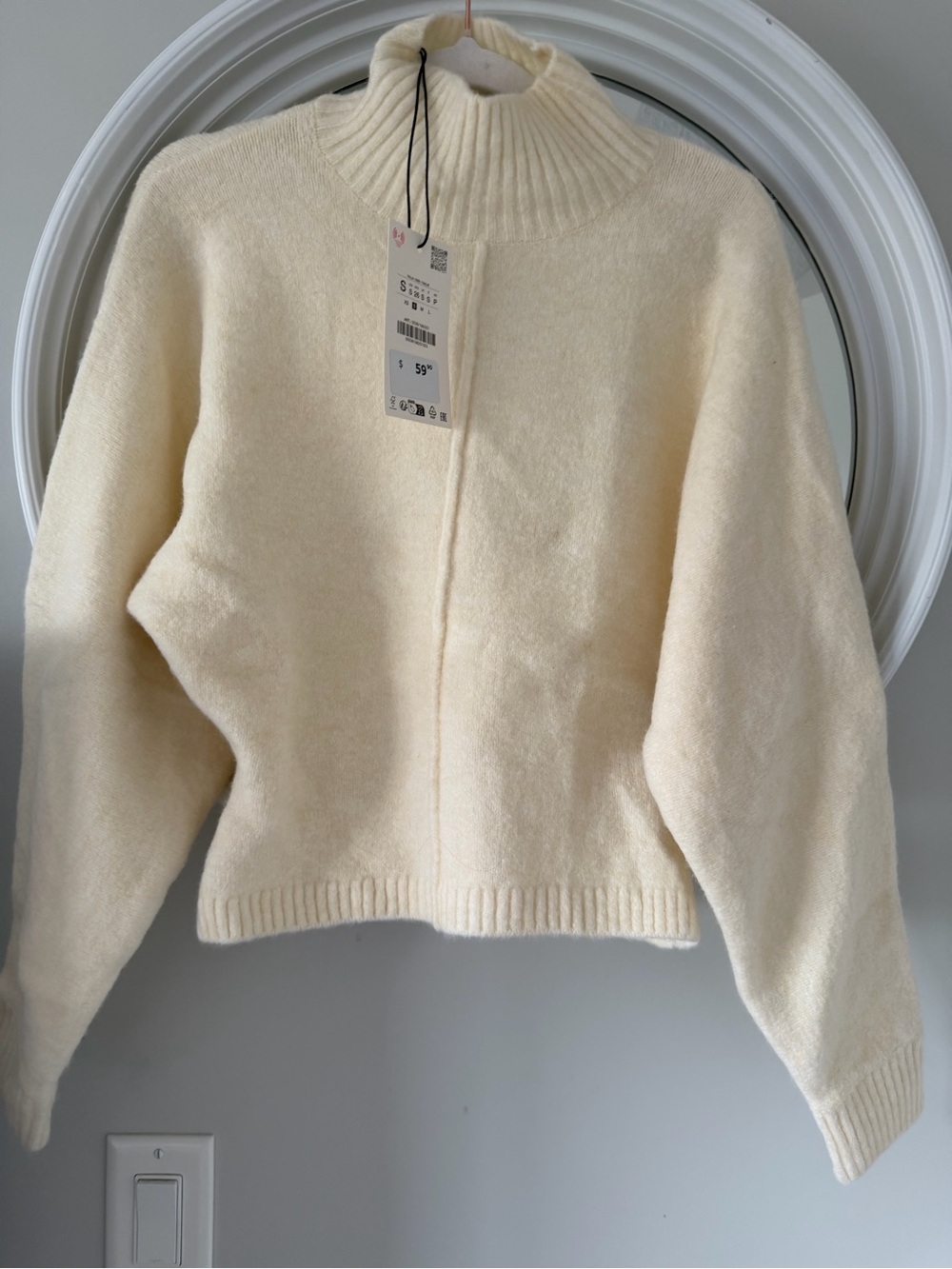 Zara Cream Turtleneck Relaxed Knit Sweater